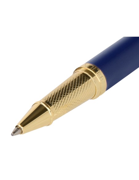 Boligrafo y estuche belius soiree color azul marino y dorado tinta azul caja de diseño