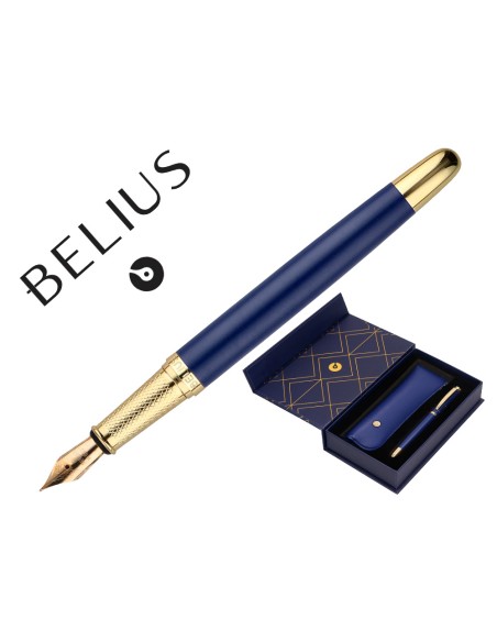 Pluma y estuche belius soiree color art deco azul marino y dorado tinta azul caja de diseño