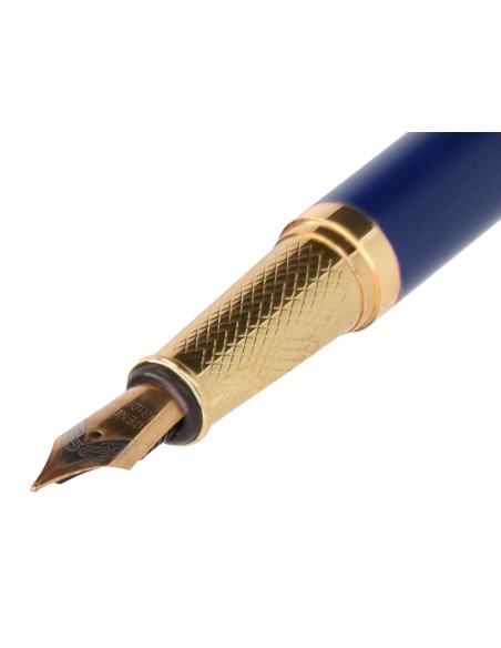 Pluma belius soiree aluminio color art deco azul marino y dorado tinta azul caja de diseño