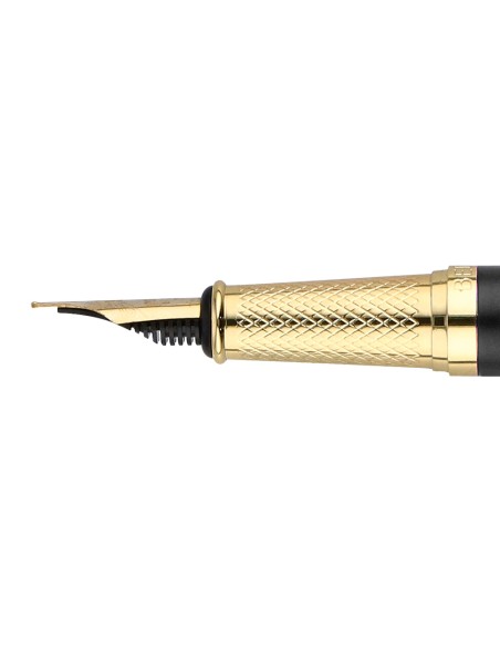 Pluma y estuche belius soiree color art deco negro y dorado tinta azul caja de diseño