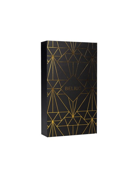 Pluma y estuche belius soiree color art deco negro y dorado tinta azul caja de diseño