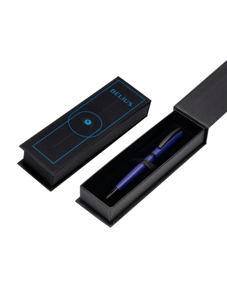Boligrafo belius turbo aluminio color azul y negro tinta azul caja de diseño