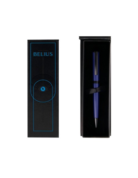 Boligrafo belius turbo aluminio color azul y negro tinta azul caja de diseño
