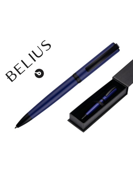 Boligrafo belius turbo aluminio color azul y negro tinta azul caja de diseño