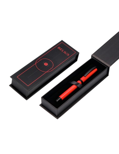 Roller belius turbo aluminio color rojo y negro tinta azul caja de diseño