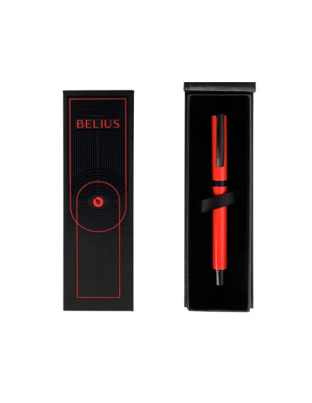 Roller belius turbo aluminio color rojo y negro tinta azul caja de diseño