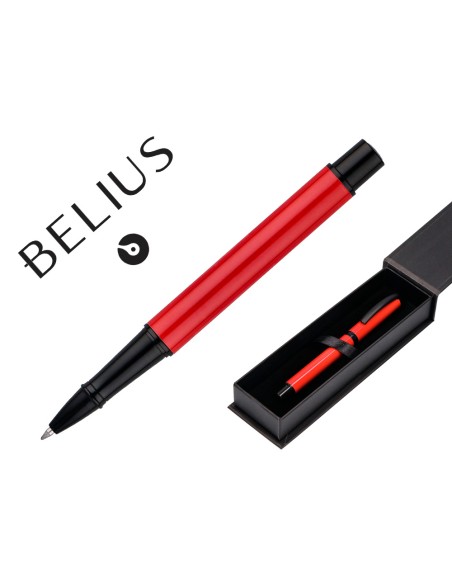 Roller belius turbo aluminio color rojo y negro tinta azul caja de diseño