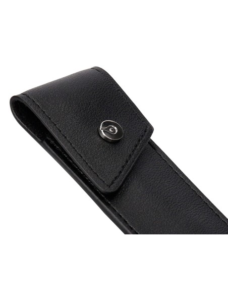 Roller y estuche belius turbo aluminio textura punteada negro plateado tinta azul caja de diseño