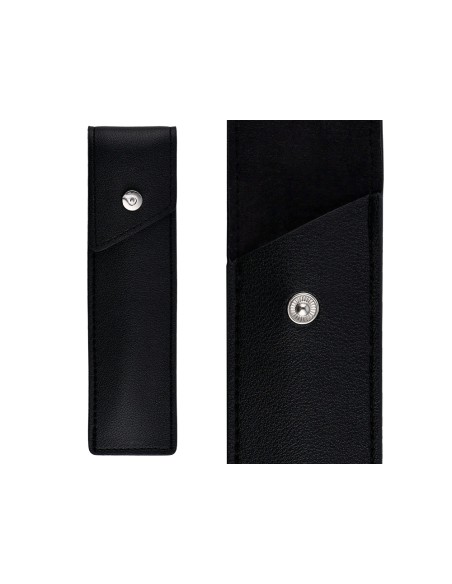 Roller y estuche belius turbo aluminio textura punteada negro plateado tinta azul caja de diseño