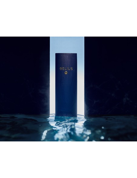 Boligrafo belius neptuno aluminio textura wavy color azul marino tinta azul caja de diseño