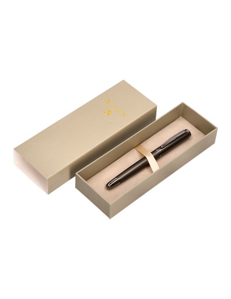 Pluma belius neptuno aluminio textura wavy color caqui tinta azul caja de diseño