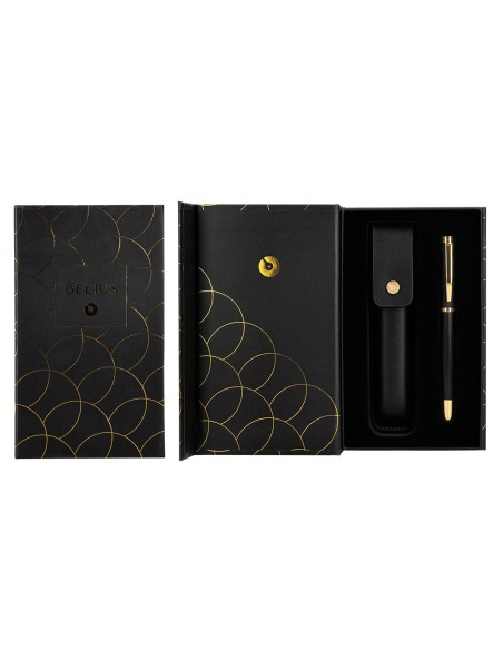 Pluma y estuche cuero belius passion dor...