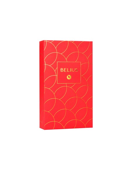 Boligrafo y estuche belius passion dor aluminio textura cepillada color rojo y dorado tinta azul caja de diseño