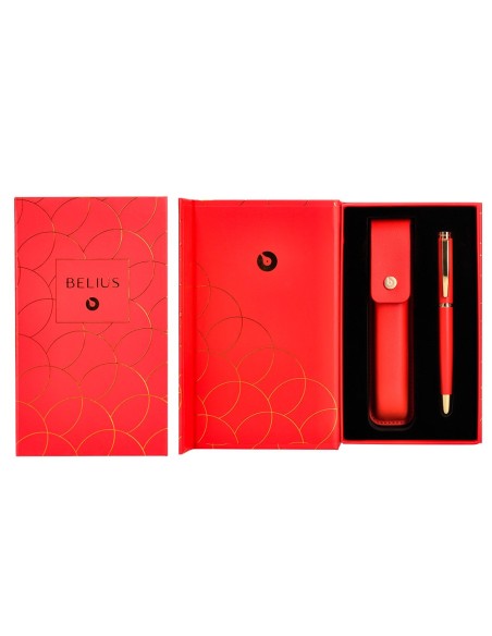 Pluma y estuche cuero belius passion dor...