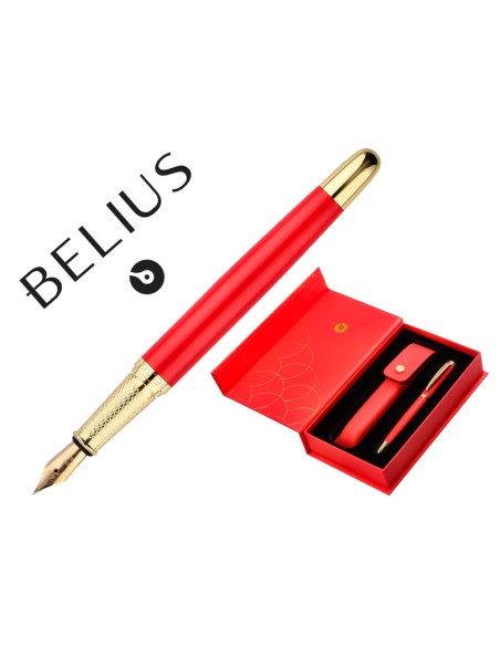 Pluma y estuche cuero belius passion dor...