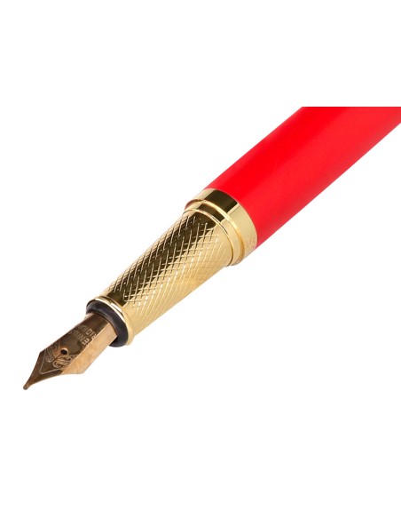 Pluma belius passion dor aluminio textura cepillada color rojo y dorado tinta azul caja de diseño