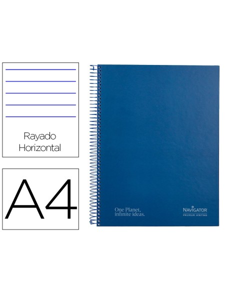 Cuaderno espiral navigator a4 tapa dura 80h...