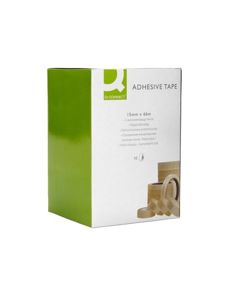 Cinta adhesiva q-connect transparente 66 mt x 15 mm