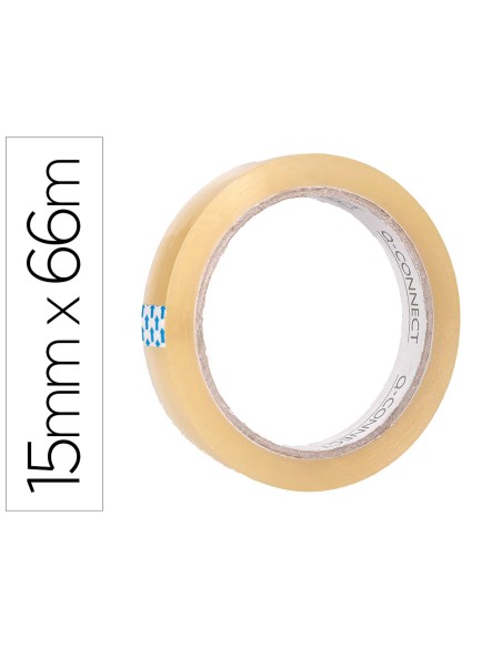 Cinta adhesiva q-connect transparente 66 mt x 15 mm