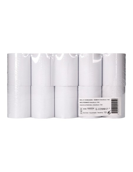 Rollo sumadora termico q-connect 80 mm ancho x 60 mm diametro sin bisfenol a papel de 70 g/m2