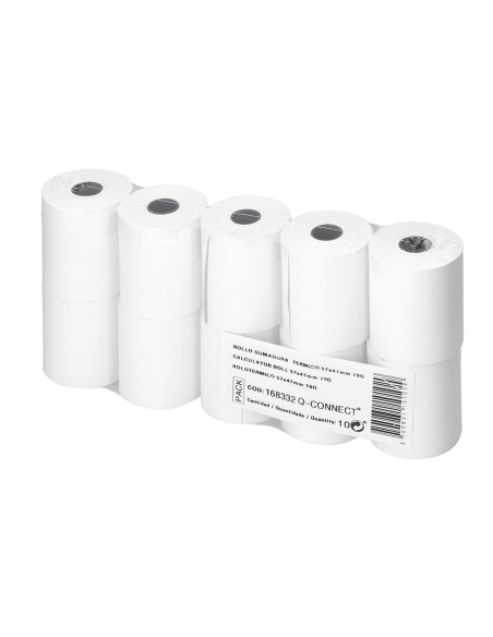 Rollo sumadora termico q-connect 57 mm ancho x 47mm diametro para tpv sin bisfenol a papel de 70 g/m2