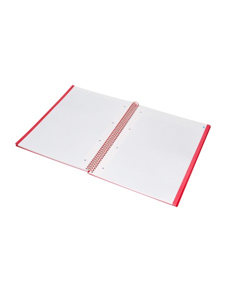 Cuaderno espiral navigator a4 micro tapa forrada 80h 80gr cuadro 5mm 1 banda color rojo