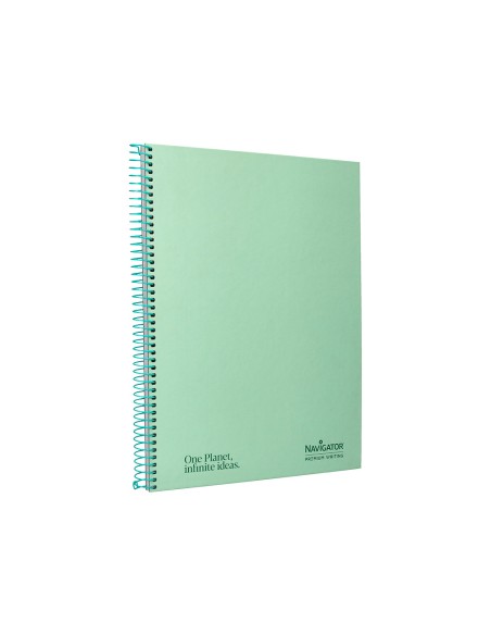 Cuaderno espiral navigator a4 micro tapa forrada 80h 80gr cuadro 5mm 1 banda color menta
