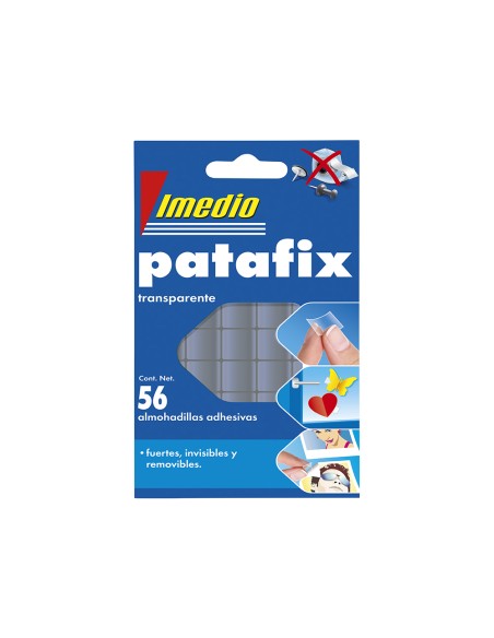 Sujetacosa imedio patafix almohadilla adhesiva transparente removible blister de 56 unidades