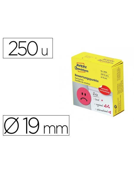 Etiqueta adhesiva avery smile rojo triste 19 mm...