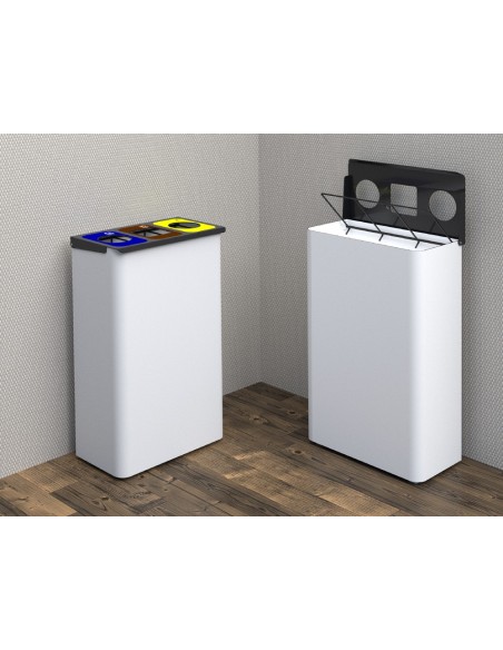 Papelera metalica sie para reciclaje con 3...