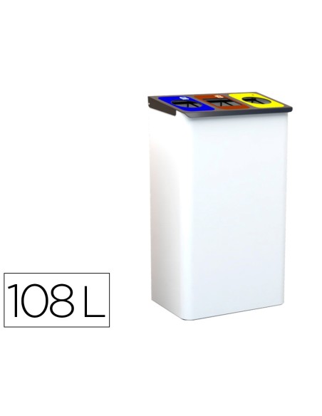 Papelera metalica sie para reciclaje con 3...