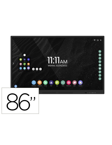 Pantalla interactiva rocada cristal templado 86\" multitactil wifi con altavoces usb thunderbolt