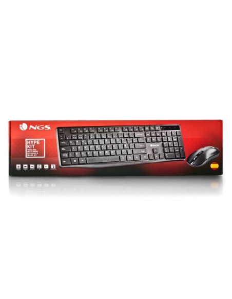 Set teclado y raton ngs hype kit inalambrico color negro