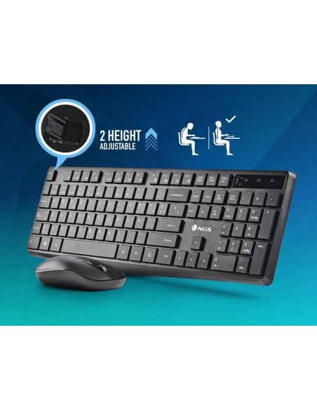 Set teclado y raton ngs hype kit inalambrico...