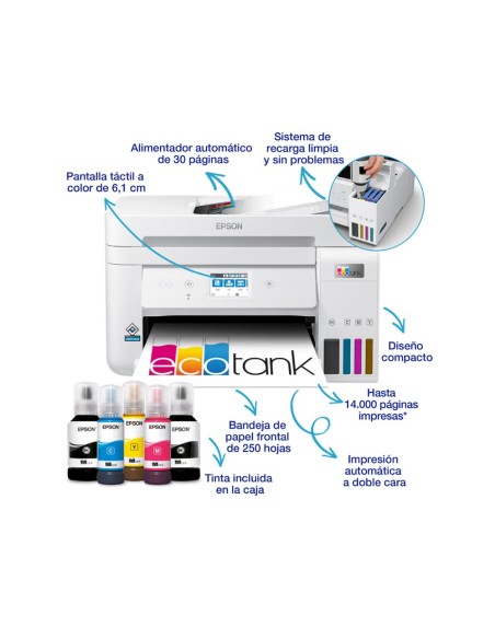 Equipo multifuncion epson ecotank et-4856 tinta 33 ppm escaner copiadora impresora fax bandeja entrada 250 hojas