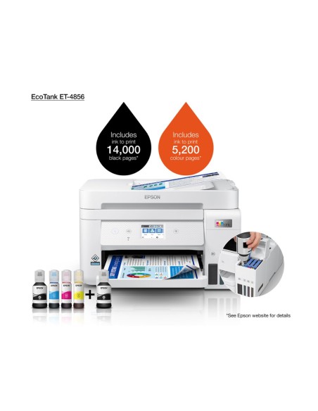 Equipo multifuncion epson ecotank et-4856 tinta 33 ppm escaner copiadora impresora fax bandeja entrada 250 hojas