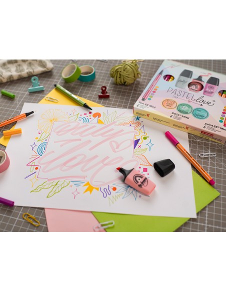 Set stabilo pastel love mini world pen 68 / point 88 / boss 18 unidades surtidas