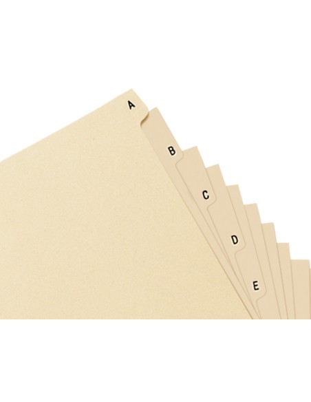 Indice alfabetico liderpapel cartulina para archivador 15 posiciones a-z cuarto apaisado