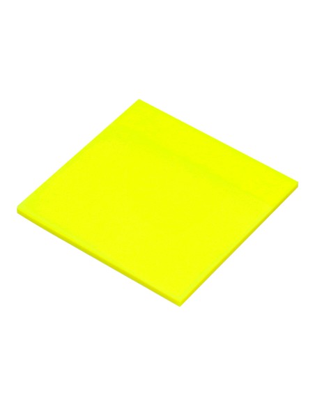 Bloc de notas adhesivas quita y pon q-connect 76x76 mm removible plastico translucido amarillo neon con 50 hojas