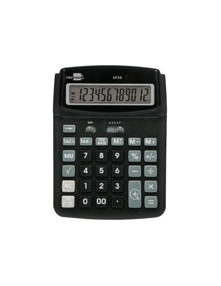 Calculadora liderpapel sobremesa xf39 12 digitos solar y pilas color negro 190x140x32 mm 40% reciclada