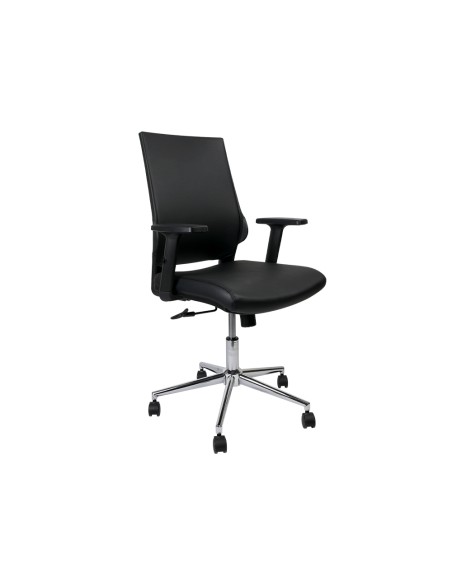Silla giratoria q-connect respaldo medio de similpiel regulable en altura 980+100x630x625 mm color negro
