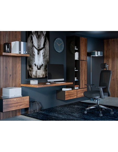 Silla giratoria q-connect ergonomica respaldo alto y reposacabeza ajustable en altura 1180+100x630x625 mm