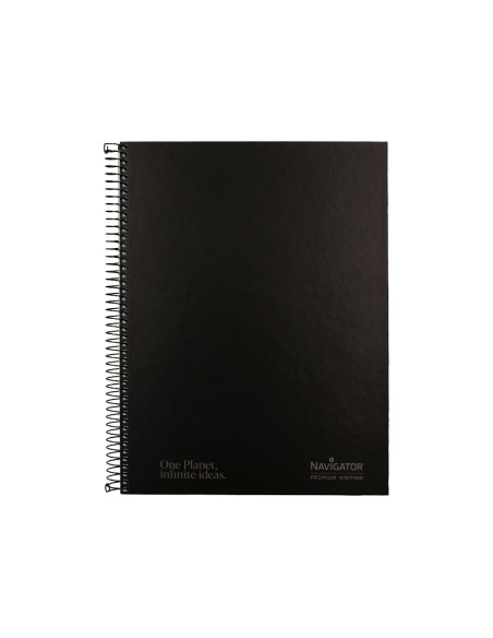 Cuaderno espiral navigator a4 micro tapa forrada 120h 80gr horizontal 5 bandas 4 taladros color negro