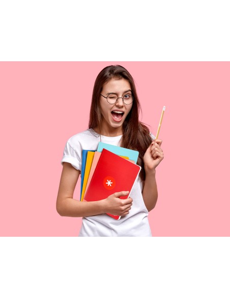 Libreta antartik a5+ plus cosida 48 hojas 90g/m2 rayado horizontal con margen 6 colores surtidos