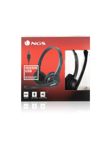 Auricular ngs vox 505 microfono y control de volumen diadema ajustable jack 3,5 mm longitud cable