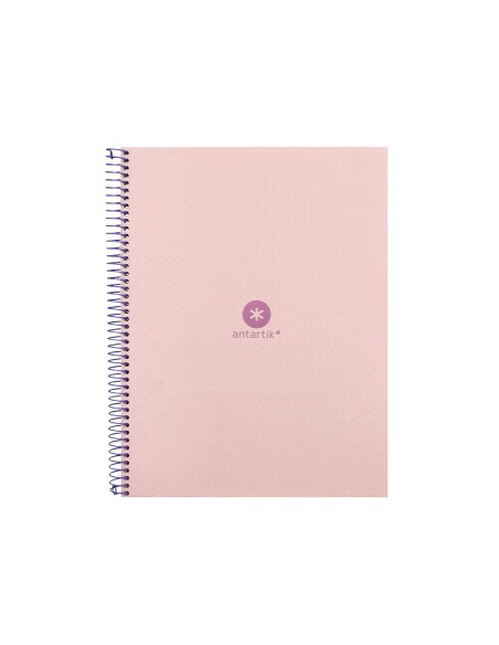 Cuaderno espiral a4 micro antartik dots tapa forrada 80h 90 gr rayado puntos 1 banda 4 taladros rosa