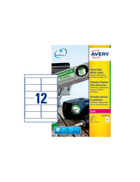 Etiqueta adhesiva resistente avery poliester...