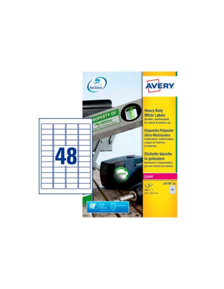 Etiqueta adhesiva resistente avery poliester...