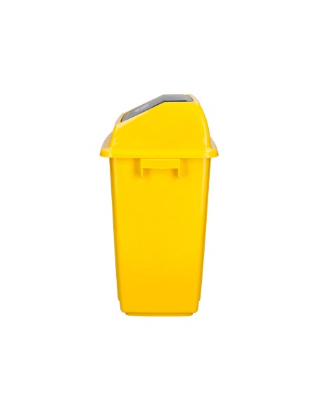 Papelera contenedor q-connect plastico con tapa de balancin 58 litros amarillo 470x330x760 mm