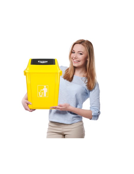 Papelera contenedor q-connect plastico con tapa de balancin 20 litros amarillo 340x240x450 mm